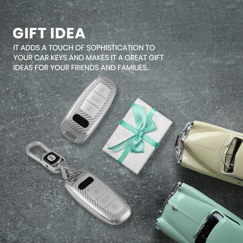 Image of keyzone Silverstar TPU Key Fob Cover with Keychain for Audi A3, A6, A7, A8, Q7, Q8, E-Tron, 2018-2024 Models (Silver)