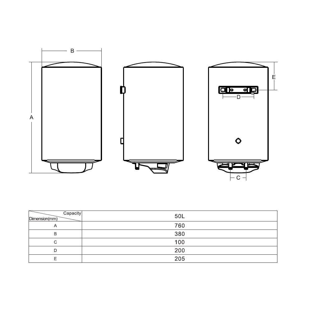 Nilson Termo Eléctrico Vertical 50 Litros NT5000EADW. Display LED, Instalación Vertical, 1500W, Incluye Kit de Montaje, Resistencia de Acero inoxidable, Blanco, Eficiencia Energética Clase B