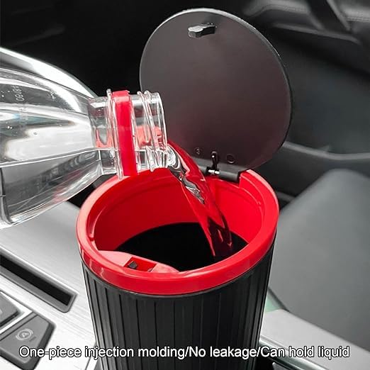 Image of Press On Switch Type Round With Cover Car Trash Can, Garbage Bin Storage Vehicle Waste Holder Garbage Organizer Holder The Cars Watertight Plastic Trash Can Rack
