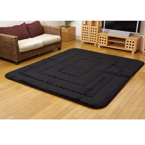 イケヒコ ラグ カーペット 3畳 無地 ボリューム ふっくら敷 ブラック 約190x290cm