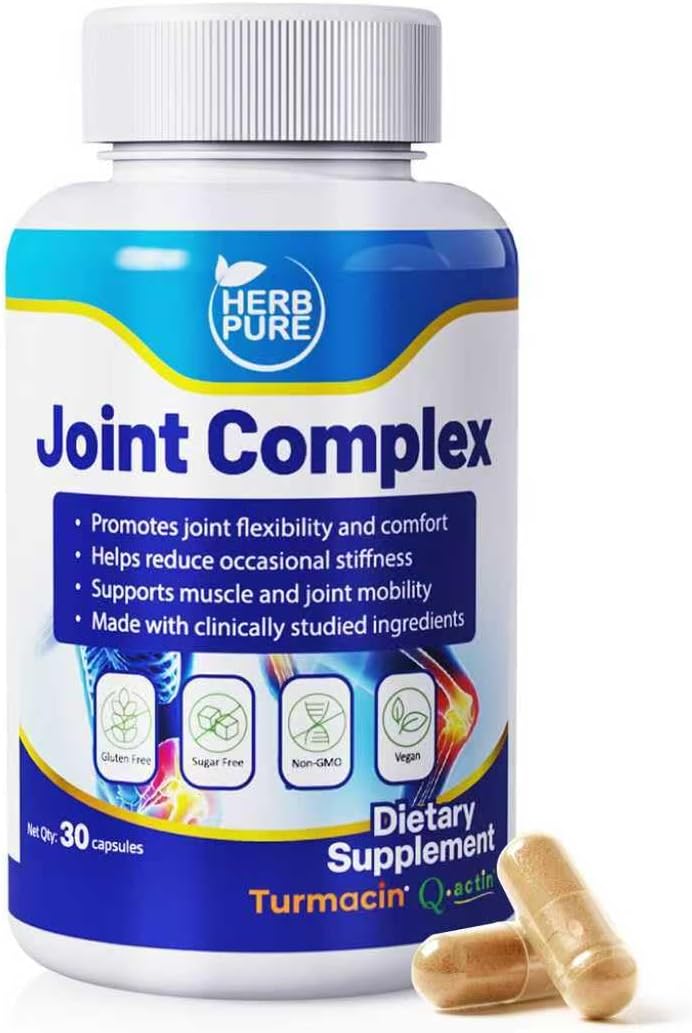 Joint Complex Turmeric Supplement, Turmacin® Turmeric Root Extract 500mg & Q-Actin® Cucumber Enzyme 20mg, Daily Joint Health Support, Suitable for Sensitive Users, Non-GMO, Gluten Free, 30 Capsules
