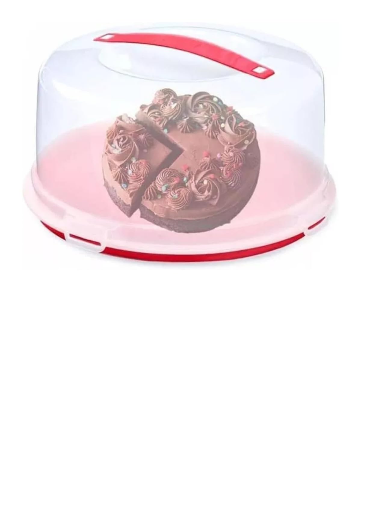 Brambles Home Red And Clear Brambles Portable Cake Carrier Box With Clear Lid, Square And Round Design, Food Storage Container For Desserts, Cupcakes And Pastries'