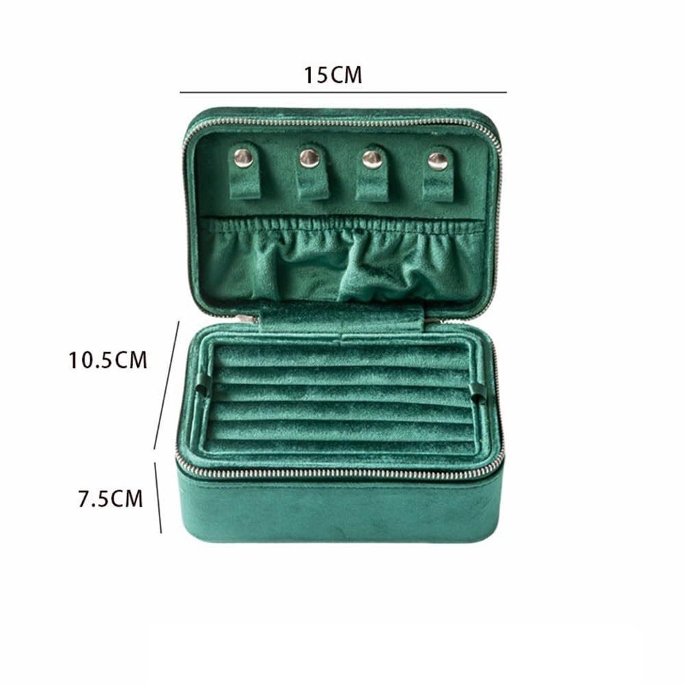 Schmuckaufbewahrung Samt-Reiseschmuck-Organizer, doppellagiges Etui mit herausnehmbaren Trennwänden und Tablett Schmuckhalter(Green)