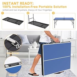 GAOMON Foldable Table Tennis Table, Portable Table Tennis Table with 2 Table Tennis Paddles and 3 Balls, Indoor and Outdoor Ping Pong Table Set, 5 Minute Assembly, 60 x 26 x 27.5 Inch GAOMON Foldable Table Tennis Table Portable Table Tennis Table with 2 Table Tennis Paddles and 3 Balls Indoor and Outdoor Ping Pong Table Set 5 Minute Assembly 60 x 26 x 275 Inch