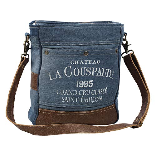 Myra Bag 1995 Vintage Denim Upcycled Cotton Canvas & Leather Shoulder Bag S-15704