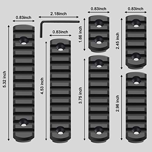 Single Picatinny Aluminum Accessory Rail Set for Mlock 3 5 7 9 11 13 Slots with 13 T-Nuts & Screws, 6 Allen Wrench-Rounded Corner