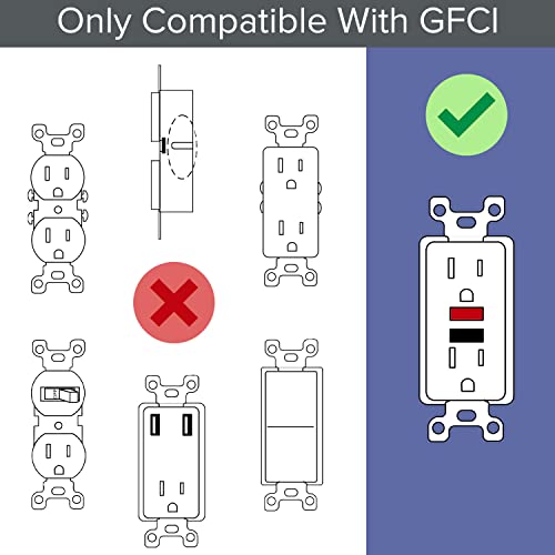 Image of SnapPower 2 Pack GuideLight [for GFCI Outlets] - Replaces Plug-in Night Light - Electrical Receptacle Wall Plate with LED Night Lights - Auto On /Off Sensor - (GFCI, White)