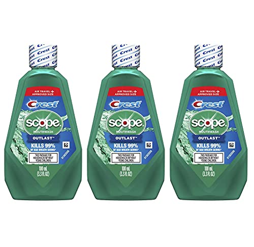 Crest Scope Outlast Mouthwash, Travel Size - 3.3 fl oz, Pack of 3