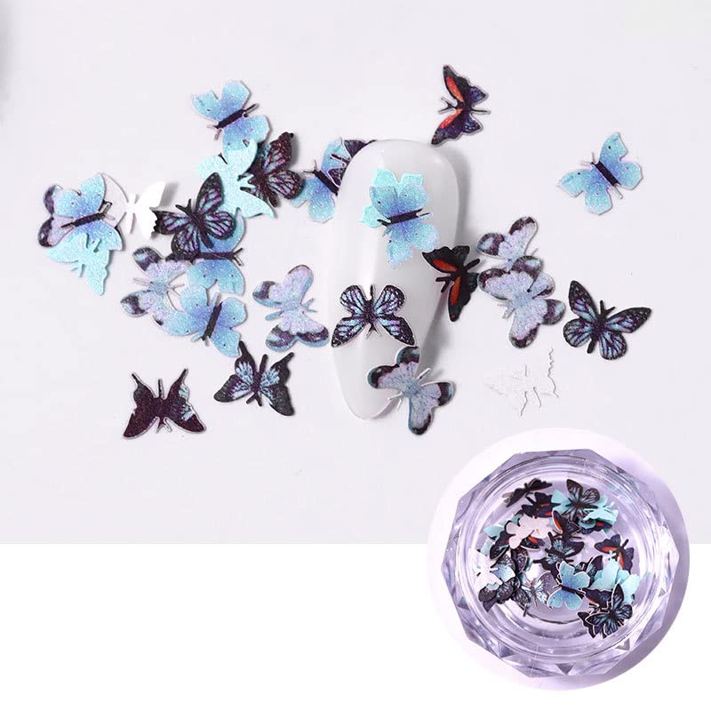 1 boîte de flocons de bois 3D en forme de papillon pour décoration d'ongles