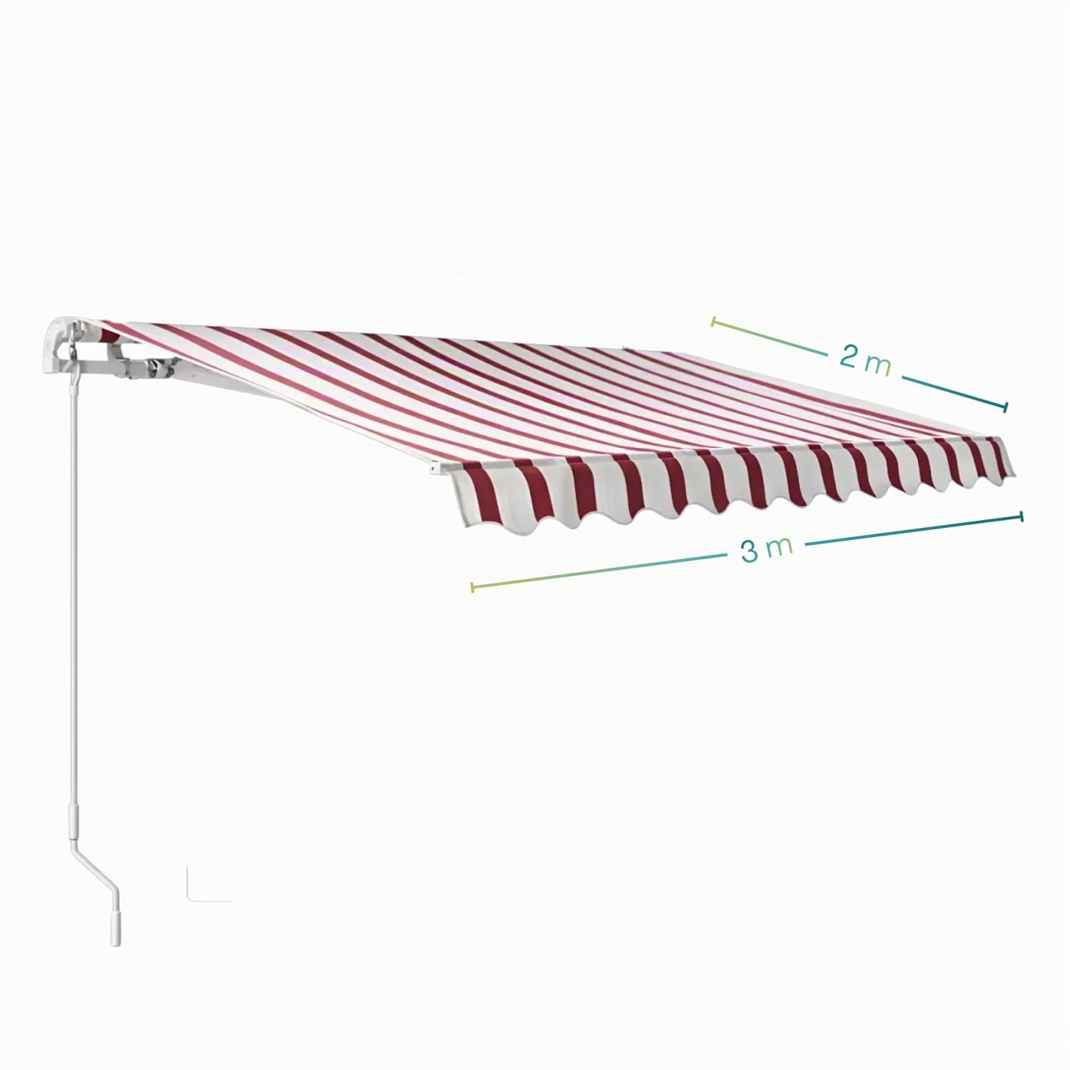 Paluplus Tenda da Sole a Avvolgibile a Barra Quadra, Misura 300x200 cm, Braccia estensibili e inclinazione 35 Gradi, Telo Resistente 280 g/m², per Balcone e Terrazzo -1800F -18,5 (Bordeaux e Crema)