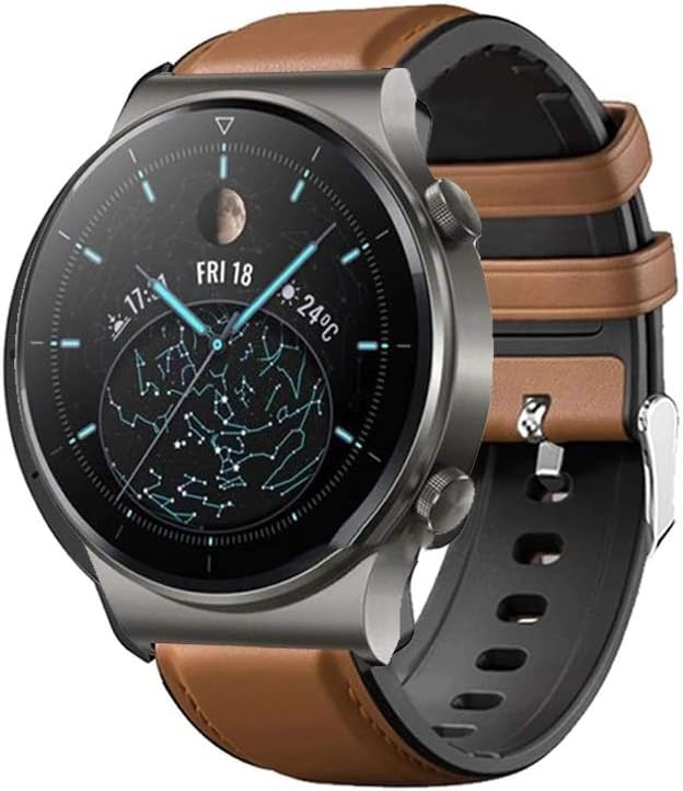 Dado Silicone Leather Replacement band for Huawei GT3 Pro | GT3 | GT2 Pro watch , Brown color strap