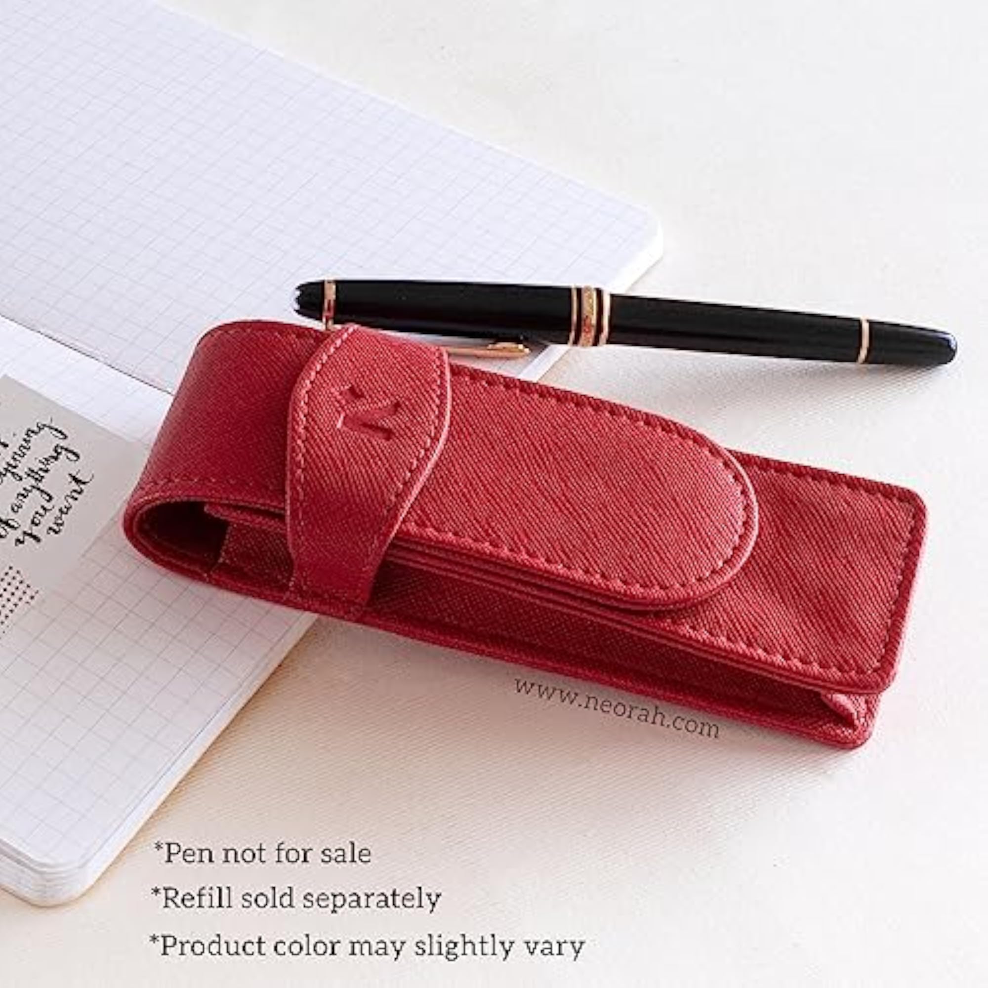 Faux Leather Handcrafted Double Pen Pouch, Portable Case