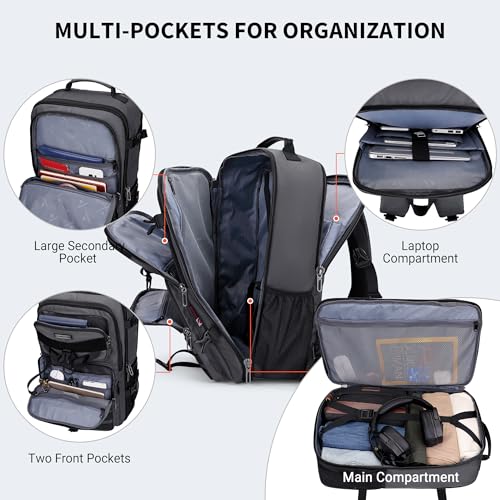 Image of WITZMAN Travel Backpack for Men 45L Convertible Bag Fits 17 inch Laptop | Large Nylon Carry on Luggage Bag, 3 in 1 Laptop Backpack Airline Approved, For Weekend Getaway, Overnight Trip, B688 Grey