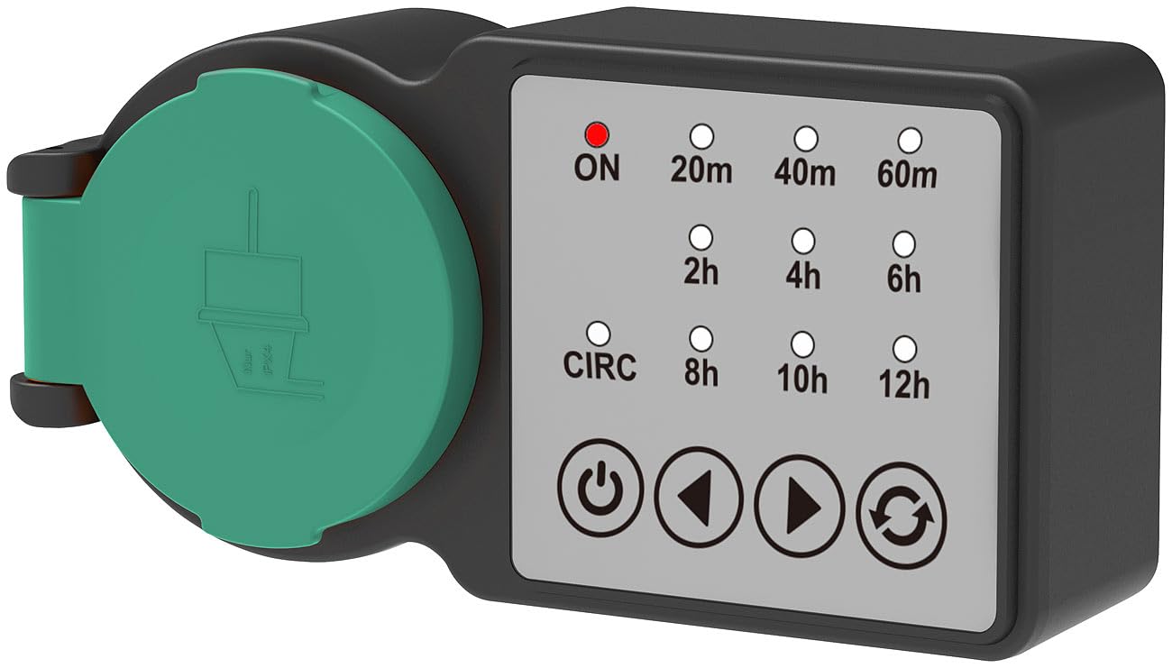 revolt Kurzzeit-Timer-Steckdose: 2er-Set Outdoor-Steckdose mit Countdown-Timer, IP44, 3.680 Watt (Ausschalt Steckdosen, Zeitschaltuhr Countdown)