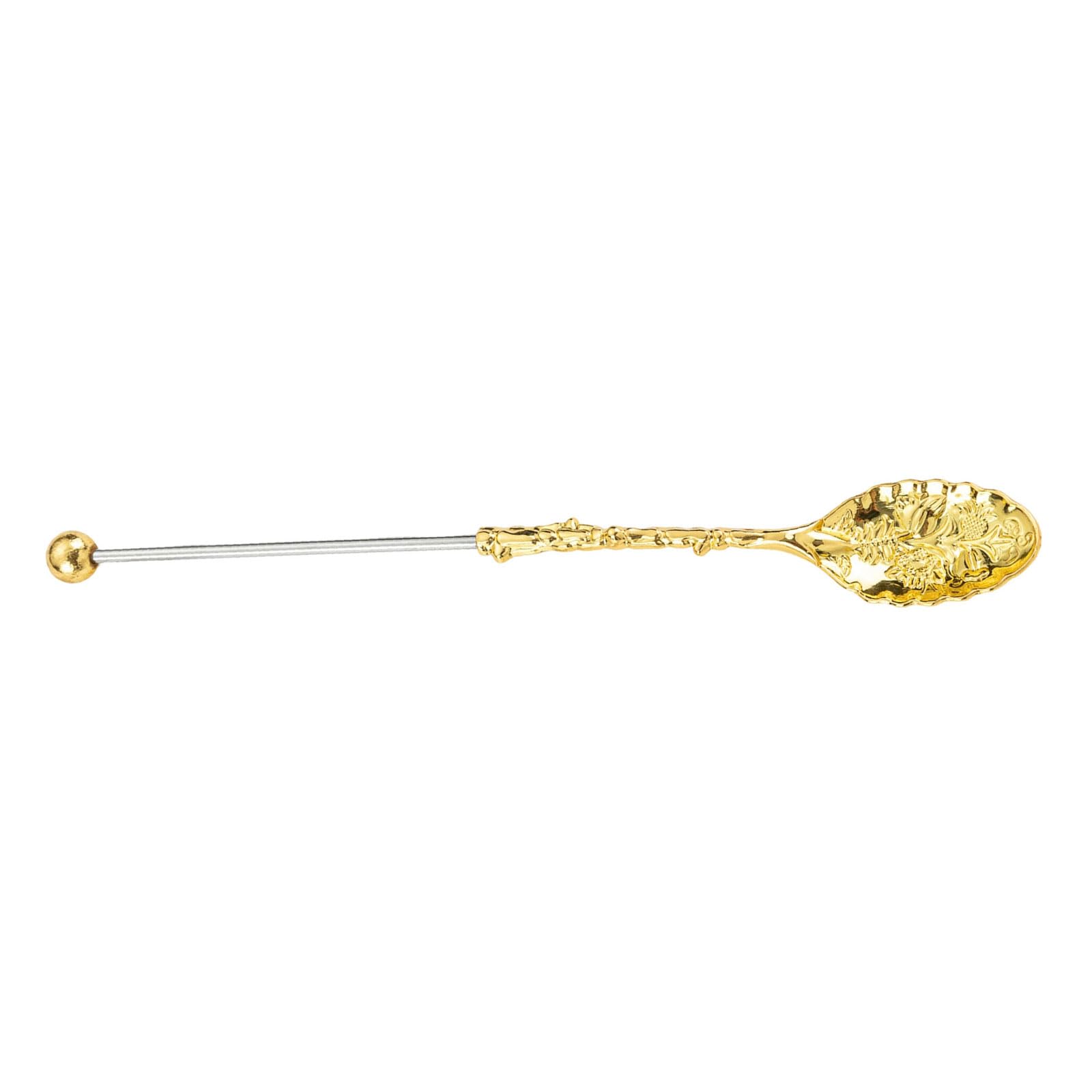 alloneslife Handcrafted Beaded Spoon Metal Long Handle Utensils for Pastries and Cups Easy Tool Nonrust Steel Dessert Spoon