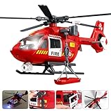 ANJARU Helicopter Toy with Lights and Sound,Simulative Rescue Helicopter Toddler Kids Toys for Kids Aged 3 4 5 6 Pull-Back Propeller Army Toys Toddler Kids Boys Gifts (Fire Fighting Helicopter)