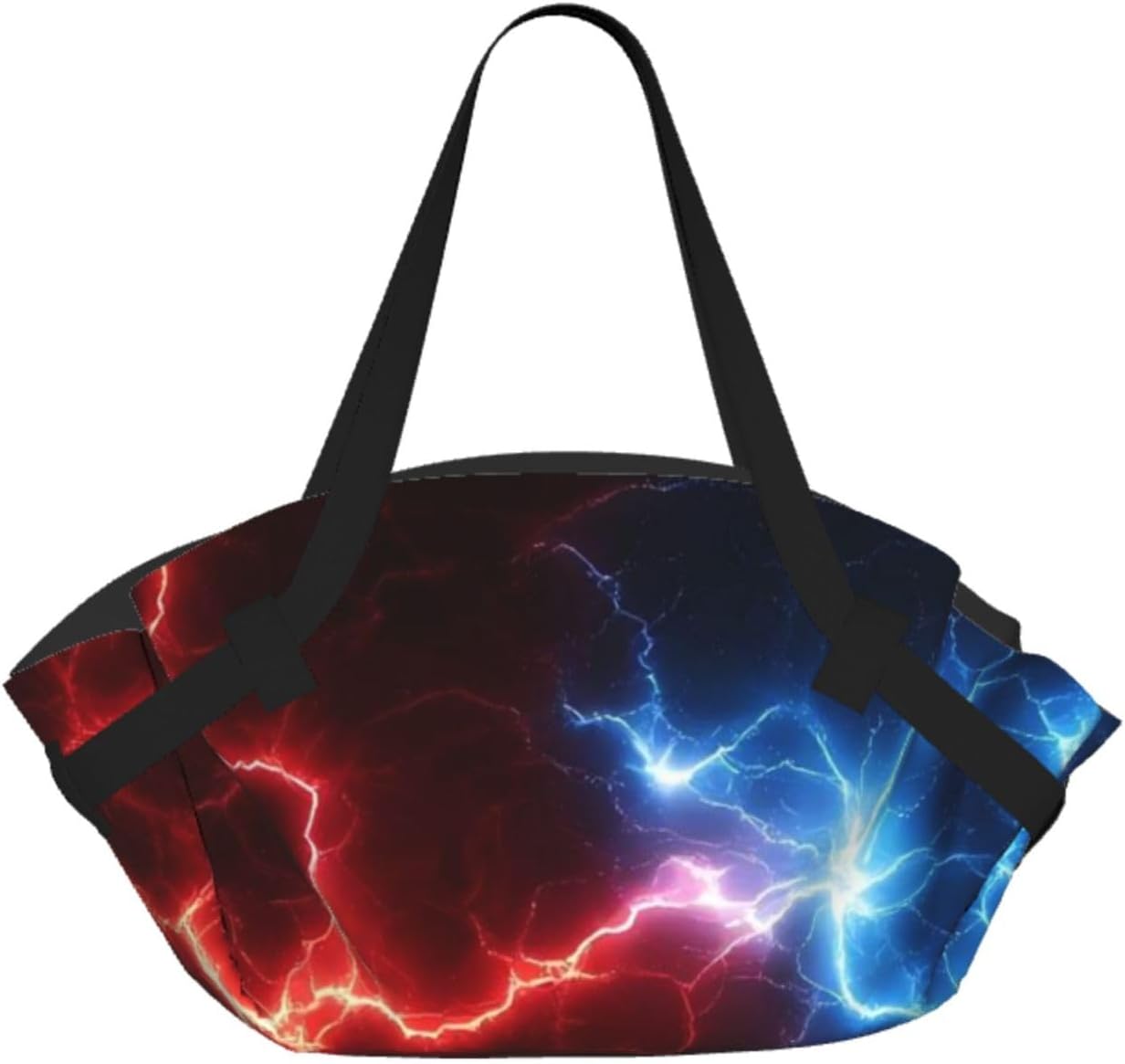 Red And Blue Lightning Pattern Foldable Camping Tote Bag Picnic Blanket Bag Portable Beach Mat Tote Waterproof Outdoor Picnic Mat Carry Bag