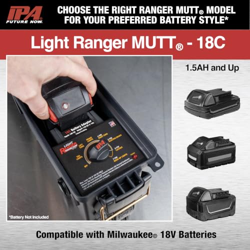 Image of Innovative Products of America Light Ranger MUTT: USA Made Universal Portable & Water-Resistant Trailer Light Tester for 7-Way Spade (J2863) with Adapter (Compatible with Milwaukee 18V Batteries)