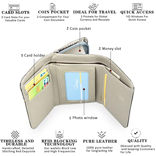 Top Shiny Leather Wallet for Women | Crocodile Pattern Leather | RFID Blocking |Magnetic Buckle Tri-Fold Design (silver)2