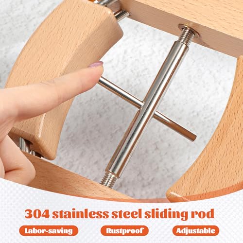 Image of 4 Way Hat Stretcher, Wooden Hat Stretcher for Fitted Hats, Stretched Length 7.1'' to 9'', Width 5.7'' to 7.1'', Heavy Duty of Extender Soft Black Handle for All Kinds of Hats