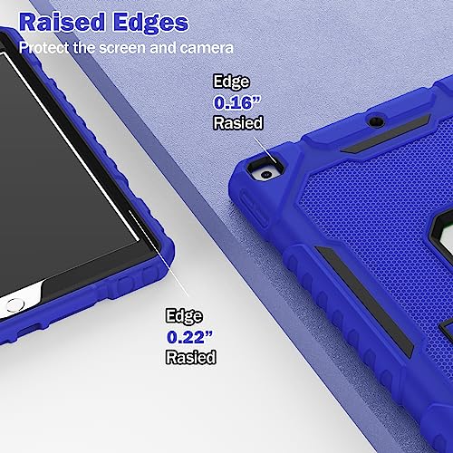 Image of ZoneFoker Case for iPad 9th /8th /7th Generation 2021 /2020 /2019(10.2 inch), Heavy Duty Military Grade Shockproof Rugged Protective 10.2 inch Cover with Built-in Stand for iPad 9 8 7 Gen (Deepblue+Black)