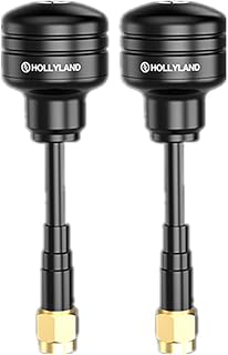 Antena Hollyland Lollipop [oficial] para sistema de transmissão de vídeo sem fio 2,5 dBi 63 mm Antena de polarização circular para Mars 400s Pro/Mars 400s/ Mars 300 Pro/Mars 400 (preto) - 2 peças