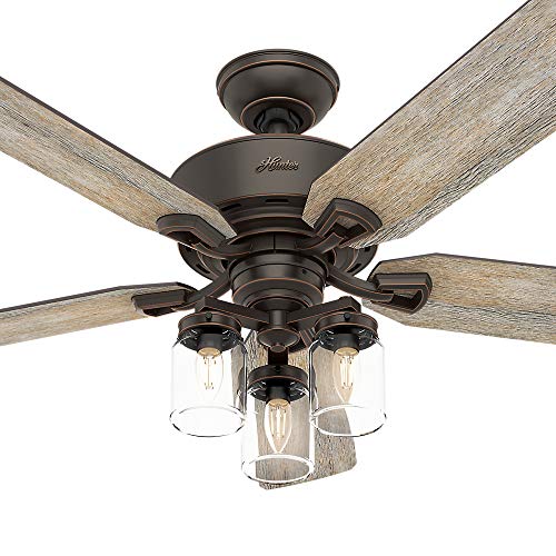 Hunter Indoor Ceiling Fan, with remote control - Devon Park 52 inch, Onyx Bengal, 54201 - Image 6