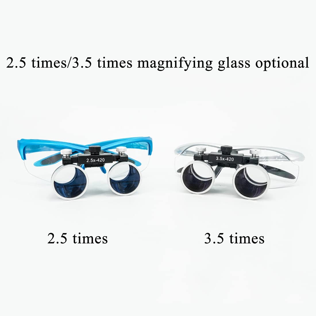 Loupes binoculaires chirurgicales antibuée pour Dentiste 2,5X 3,5X 420 mm Eclairante Lunette grossissante High Intensity LED lightdi, Loupes Jumelles Chirurgicales en Verre Optique