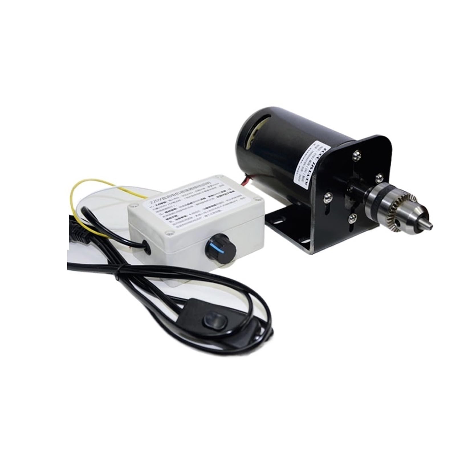 DIY torno de cuentas de alta velocidad amoladora eléctrica, juego de taladro de banco controlador de velocidad con Motor de imán permanente de 350W CC 400-7000RPM Para principiantes en bricolaje