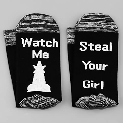 LEVLO Chess Player Gift Watch Me Steal Your Girl Socks Board Game Lover Men4