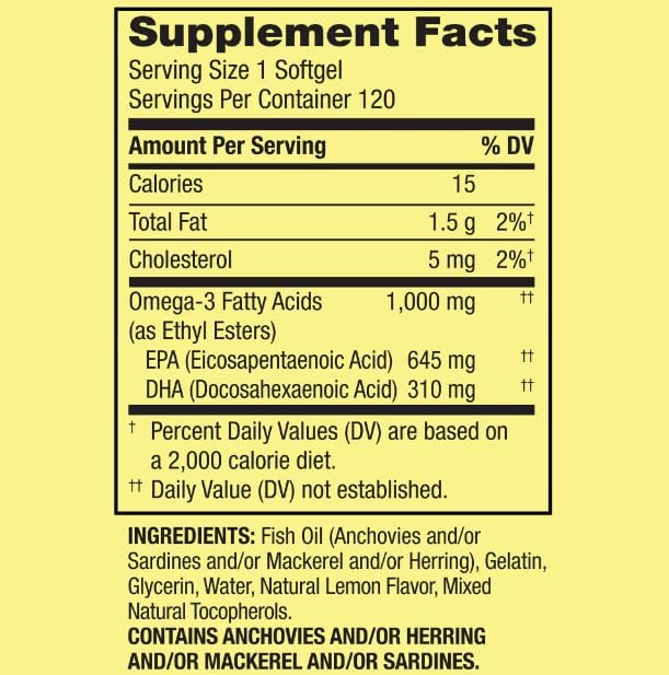 Miniatura 2 de Spring Valley - Aceite de pescado omega-3, 1000 mg, aceite de pescado Omega 3, suplementos de aceite de pescado Omega 3, suplementos de ácidos