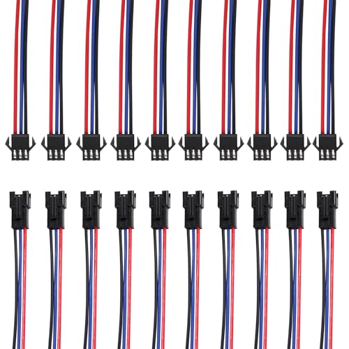 Fielect 10 pares conector JST SM 3 pines macho a hembra 20cm miniatura 7