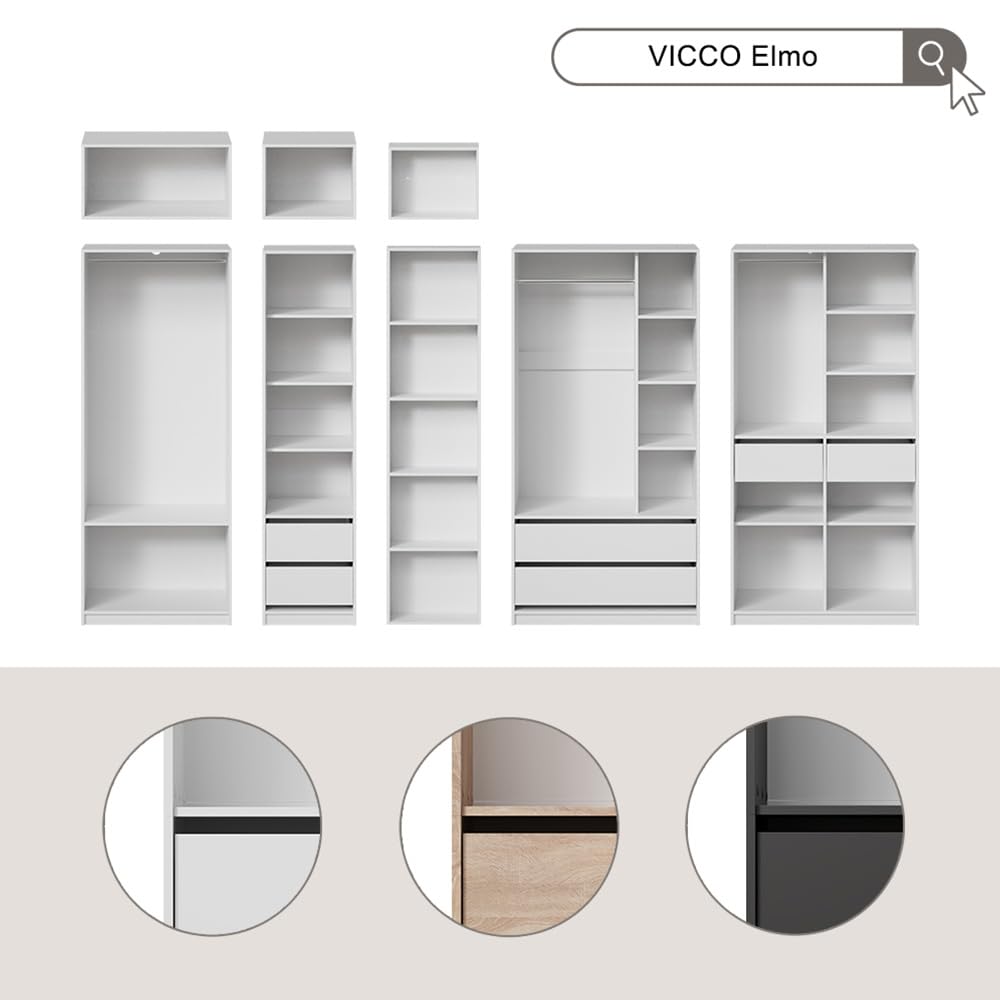 Vicco Seitenregal Elmo, Weiß, 50 x 200 cm