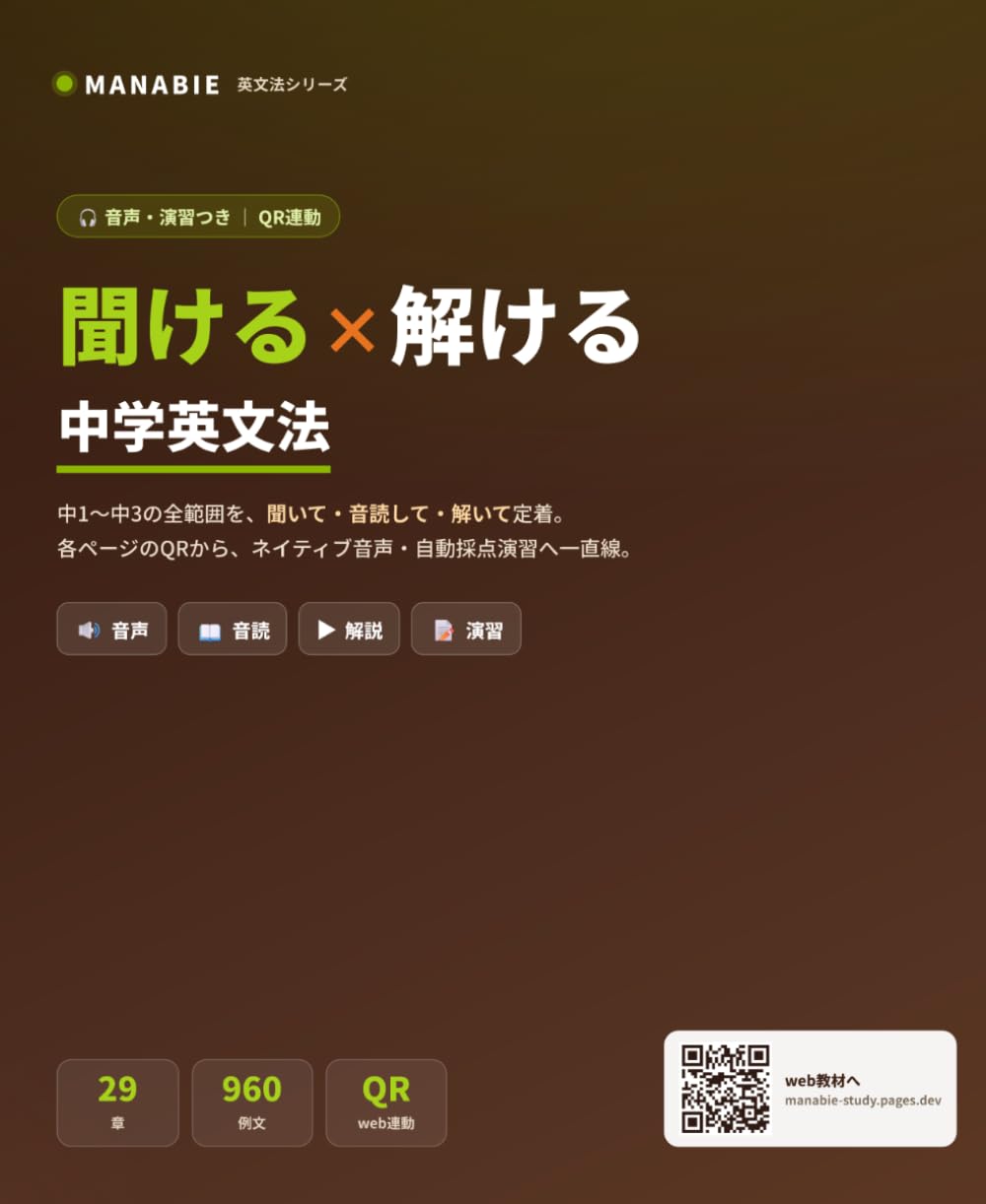 聞ける×解ける 中学英文法: QRで音声・解説・演習に飛べる 中1〜中3の総整理