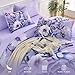 Luxudecor Lavender Purple Floral Comforter Set Queen Size 7 Piece, Flower Bed in a Bag, Elegant Comforter with Sheet Set, Soft Microfiber Bedding Set for All Season (Lavender, 90
