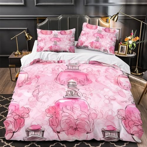 Parure 3 pièces imprimé bouteille de parfum IOFEER en microfibre premium de luxe - 4