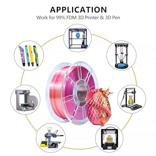 Image of iBOSS Silk PLA Plus 1.75mm Dual Color Filament, Clog-Free Shiny 3D Printer Filament, 1kg Spool(2.2lbs), Dimensional Accuracy + /- 0.02 mm, Fit Most FDM Printer(Silk Red and Gold)