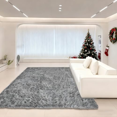 Tapis de salon super doux d'une densité moelleuse exceptionnelle couleur gris
