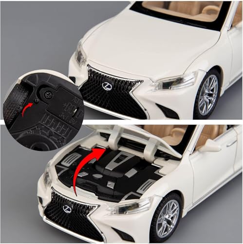 Image of 1 /32 Compatible for Lexus Ls500h Model Car, Zinc Alloy Pull Back Toy car with Sound and Light for Kids Boy Girl Gift (White)