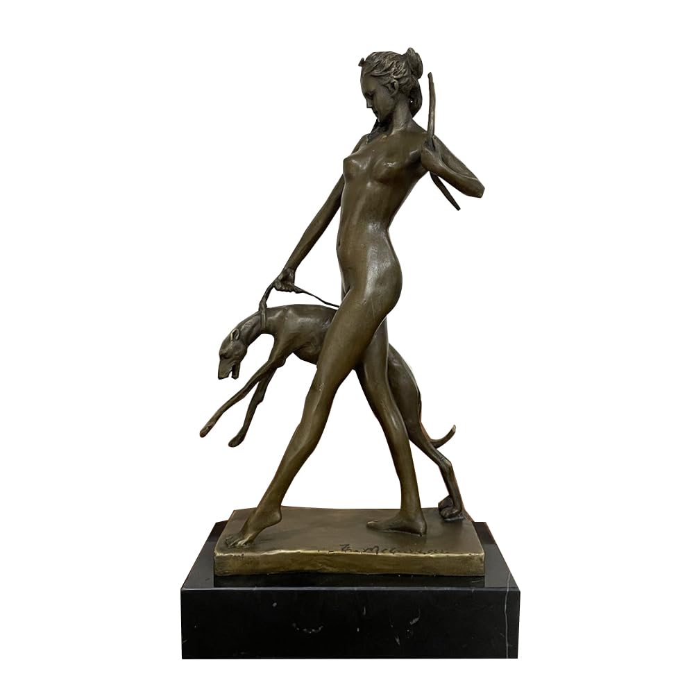 LONDAEE Escultura de cobre de la diosa de la caza, estatua de bronce, adorno para decoración del hogar