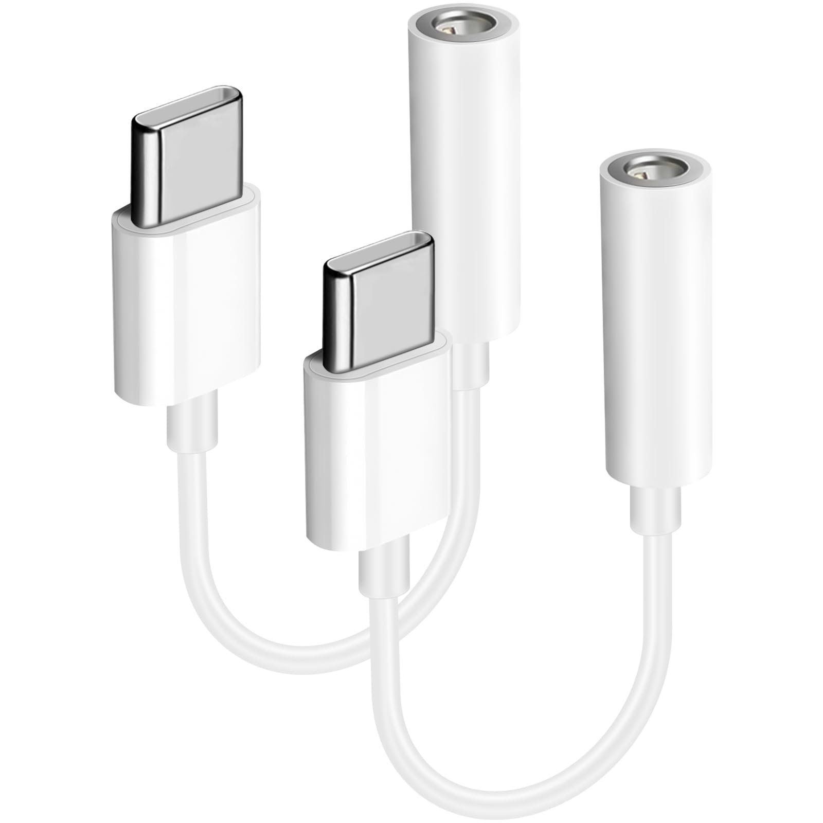 2-Pack USB C to 3.5mm Headphone Adapter, USB C to Aux Audio Dongle Cable Cord for iPhone 16/Plus/Pro Max/iPhone 15/Plus/Pro Max, Samsung Galaxy S24 S23 S22 S21 Ultra, and More Type C Devices