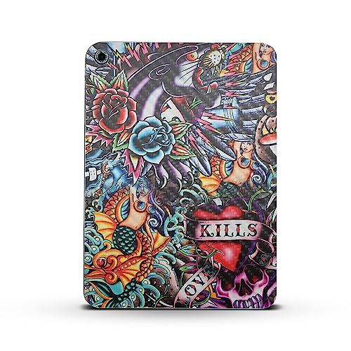 Image of MightySkins Carbon Fiber Skin Compatible with Apple iPad 10.9 inch 10th Gen (2022) Full Wrap Kit - Old School Tattoo | Protective, Durable Textured Carbon Fiber Finish | Easy to Apply | Made in The USA