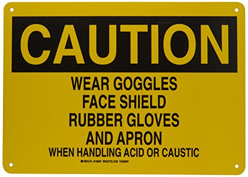 Panneau de danger chimique Brady 126087 grand format jaune et noir pour acide