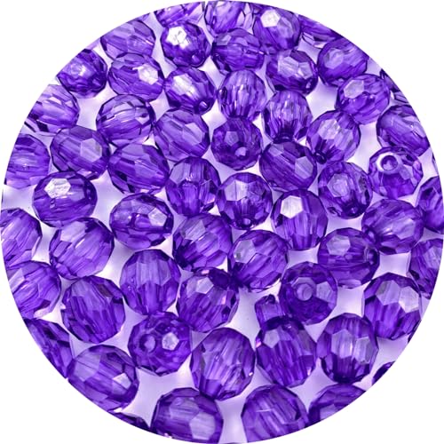YHYPOCI 800pcs 6mm Acrylic Round Crystal Faceted Beads for Crafts Spacer Beads for Jewelry Making Necklaces Bracelets Earrings DIY Decoration(Purple)