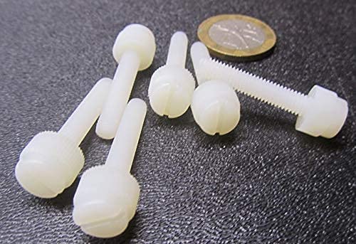 Nylon Knurled Slotted Head Thumb Screws Natural 10-32 x 1.00 Length, 100 Pcs