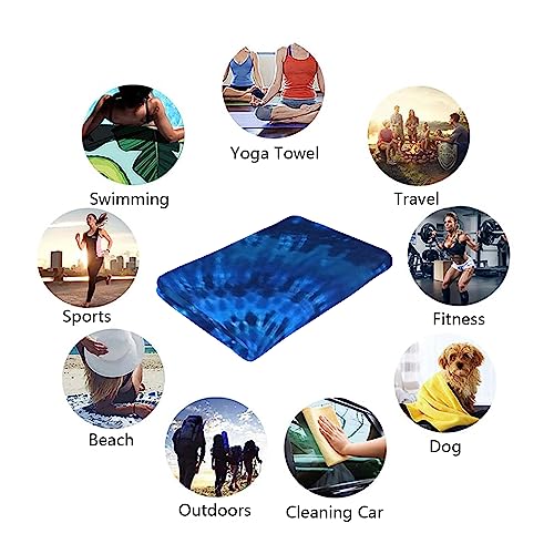 Microfiber Beach Towel Blue Tie Dye Oversized Large Sand Free & Quick Dry Lightweight Towel For Adults Womens Mens Travel Camping Gym Pool Swim #TOP5