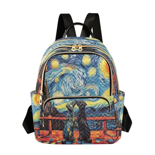 Image of ALAZA Black Dog Love Galaxy Nebula Women Backpack Purse Ladies Fashion Shoulder Bag Daypack Travel Bag 7.5L