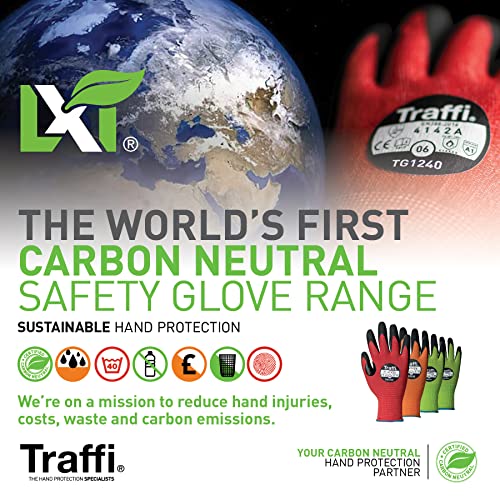 Guantes de nitrilo de 8 tamaños Traffi TG6240 Microdex verdes en pack de 10 7