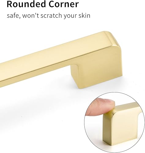 Miniatura 2 de Paquete de 10 tiradores dorados de latón cepillado de 3-34 pulgadas para gabinetes, tiradores dorados para cajones, manijas de gabinete doradas,