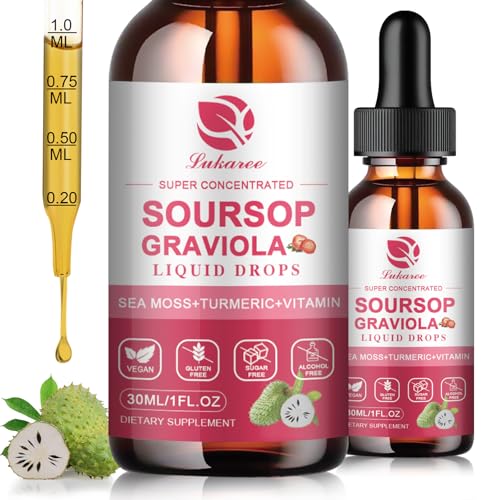 Image of (2 Pack)Whole Soursop Graviola Leaf Extract Liquid Drop with Irish Sea Moss | Herbal Soursop Bitters Liquid for Cell Support & Regeneration,Immunity and Gut Health丨Vegan,Non-GMO,Strawberry Flavor,1 Fl Oz